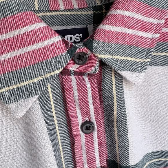 LANDS END Tartan Plaid Cotton Flannel Button Shirt Medium 10-12 Red Green Blue - Picture 3 of 12